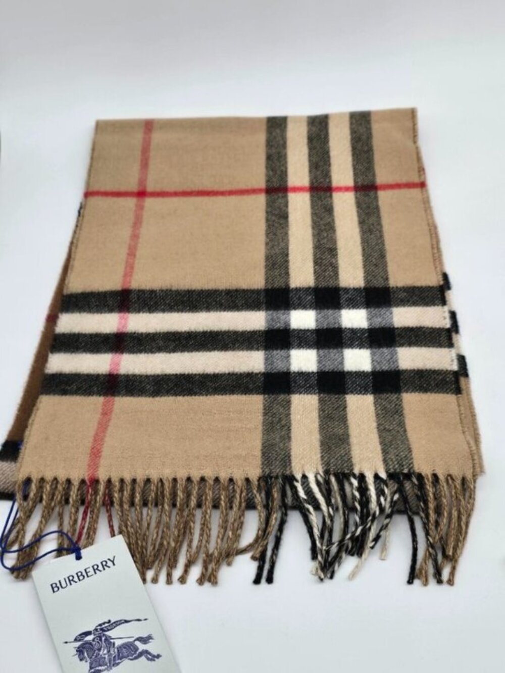 NWT Authentic Burberry Brown Vintage Check Logo Scarf Wool - Picture 11 of 12